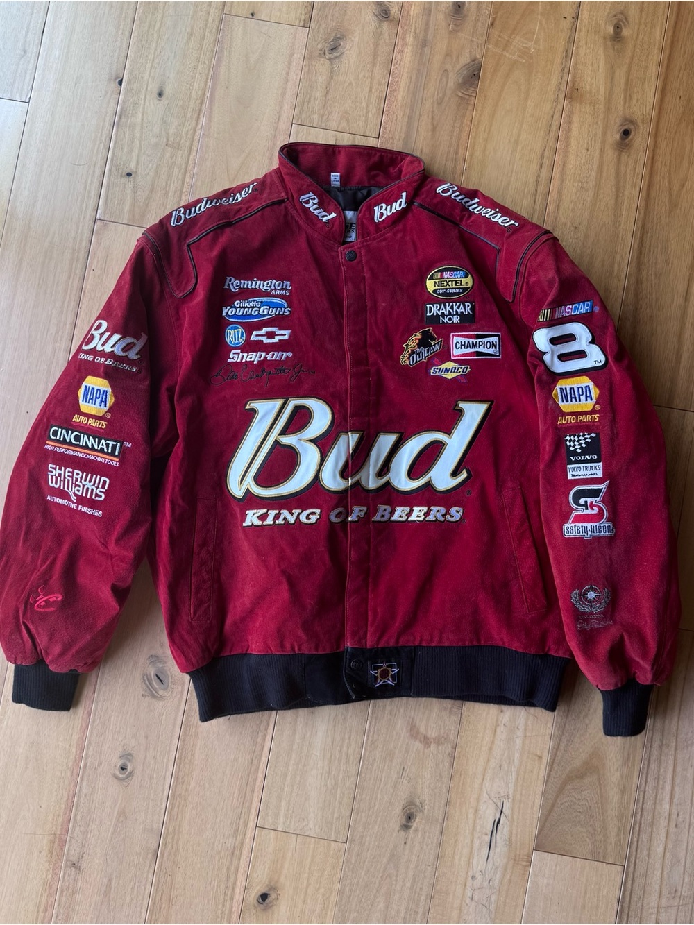 Racing Race Car Jacket Men’s Bud King of Beers #8 Earnhardt Jr XL suede